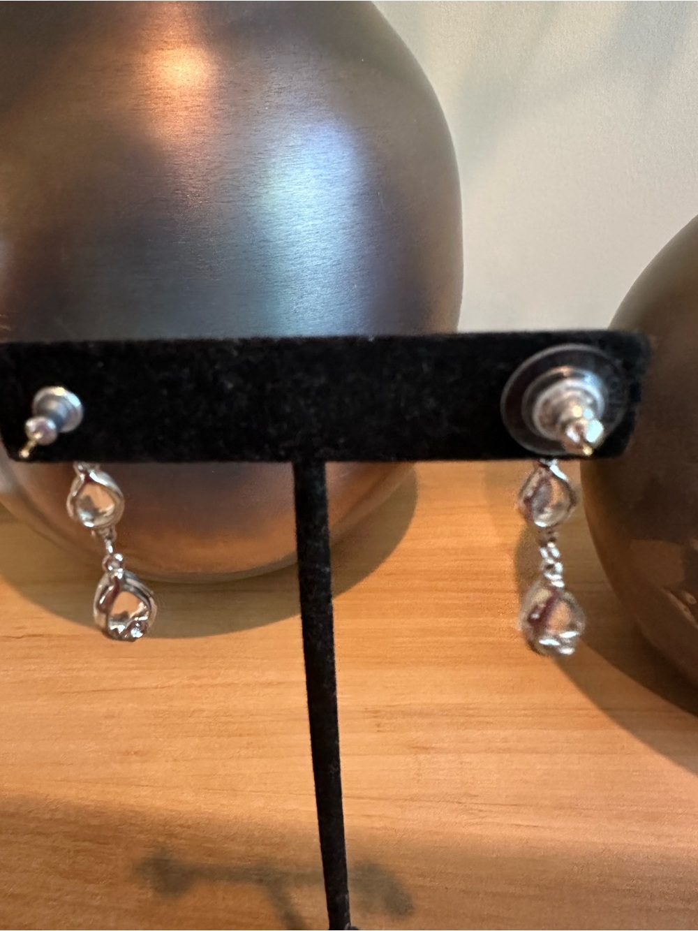 Swarovski Silver-Tone Clear Crystal Triple Drop Earrings - Picture 4 of 4
